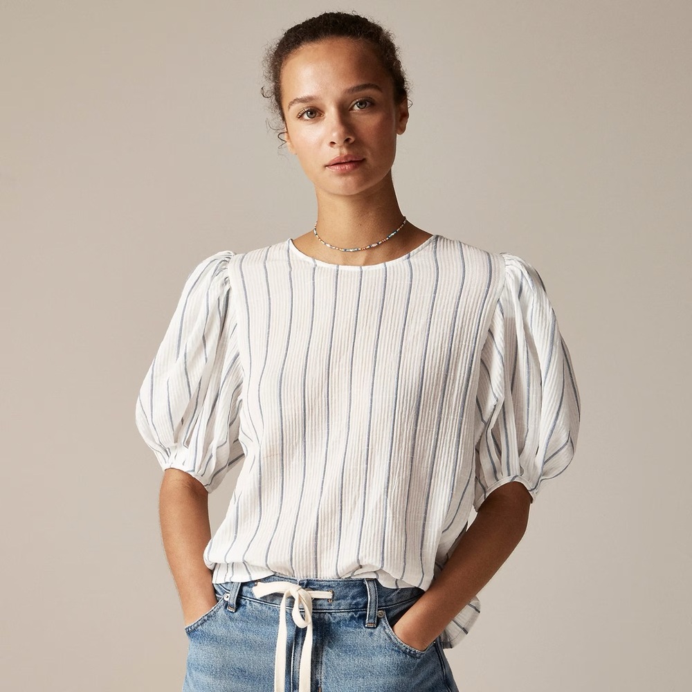 J. Crew Puff Sleeve Sheer Gauze Top